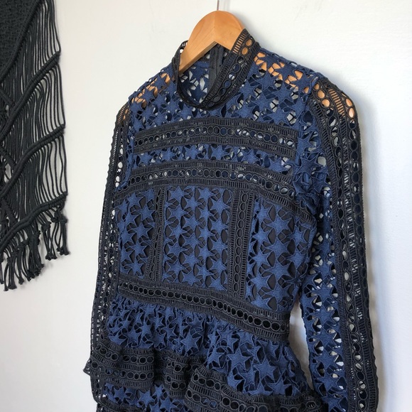 Self Portrait Star Lace Tiered High Neck Dress - Picture 4 of 8